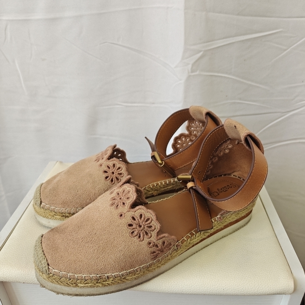 See by Chloe Scalloped Espadrilles In Blush Pink Size EU 37 US 7 Women's - Picture 10 of 16